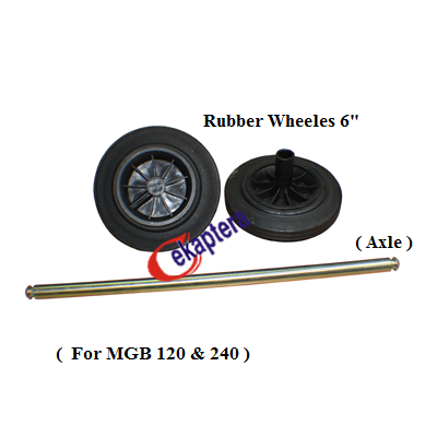 RUBBER WHEELS 8" & AXLE FOR MGB 120 & MGB 240